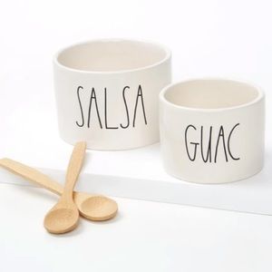 NEW Rae Dunn Guac & Salsa Bowls with Wooden Spoons